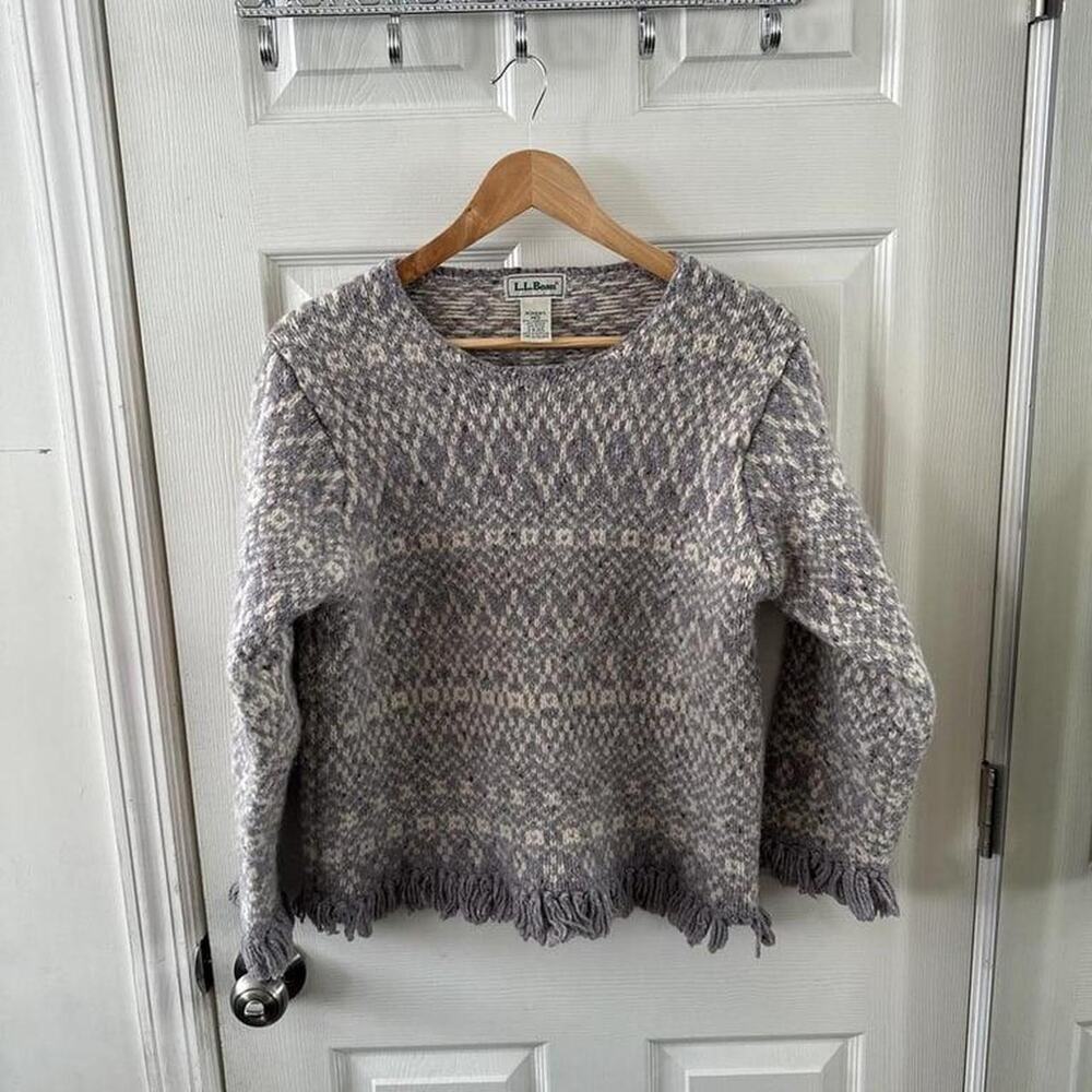 Grey and white llbean sweater